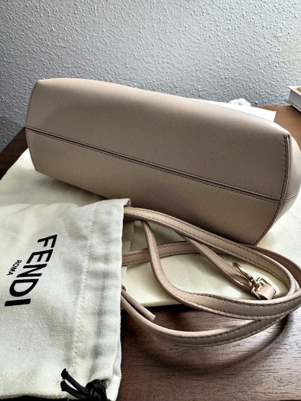 Fendi First Small Nappa Shiny Poudré Pink Crossbody Bag